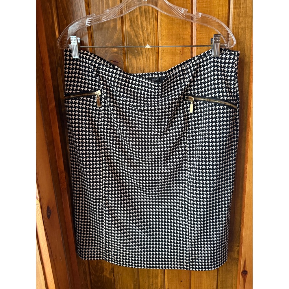 Alfani‎ Houndstooth Pencil Skirt Gold Zip Pockets chic Women Size 14